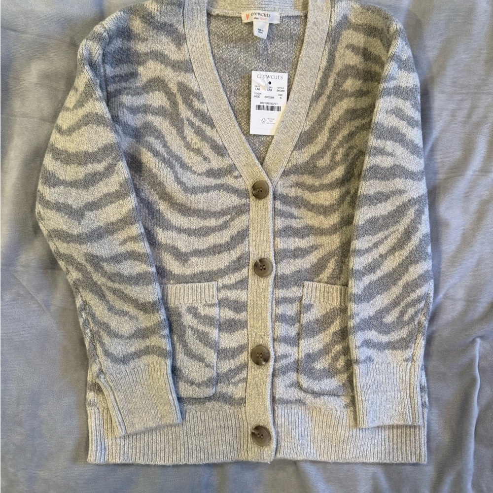 Crewcuts Gray Zebra Print Cardigan